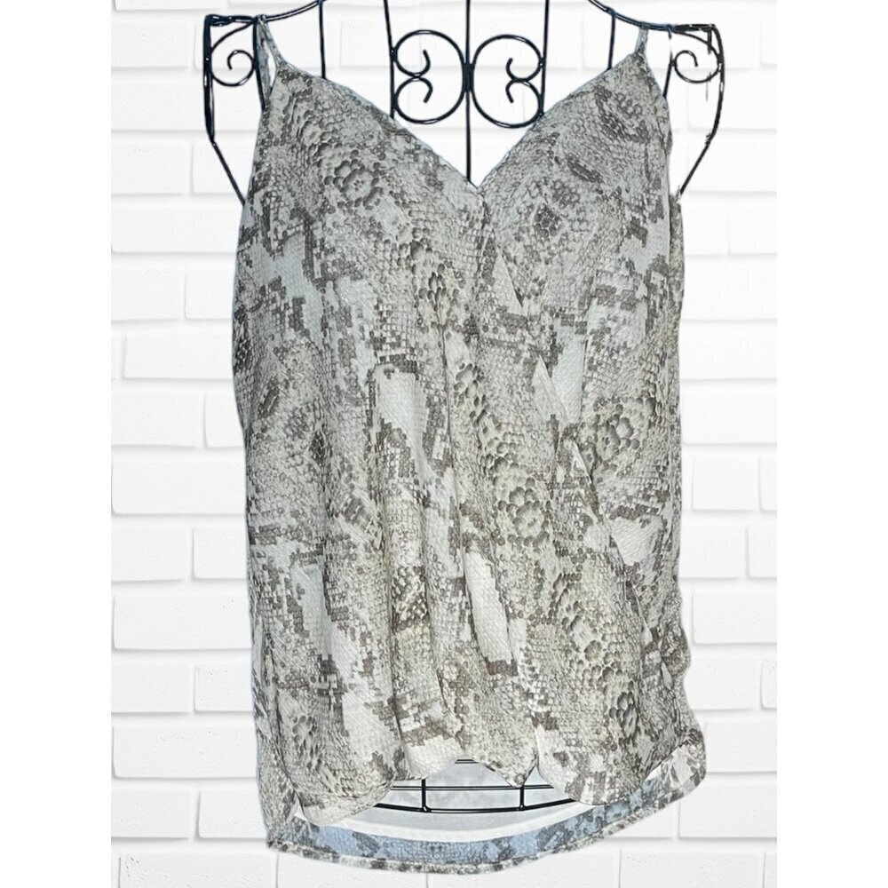 Anthropologie Ro & De Size xs Wrap Front Cami Tank Neutral Beige Snake Print New
